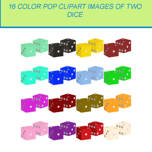 16 COLOR POP CLIPART IMAGES OF TWO DICE cover image.