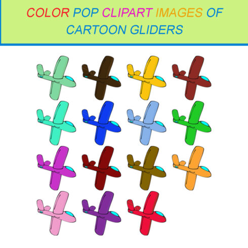 15 COLOR POP CLIPART IMAGES OF CARTOON GLIDERS cover image.