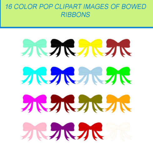 16 COLOR POP CLIPART IMAGES OF BOWED RIBBONS cover image.