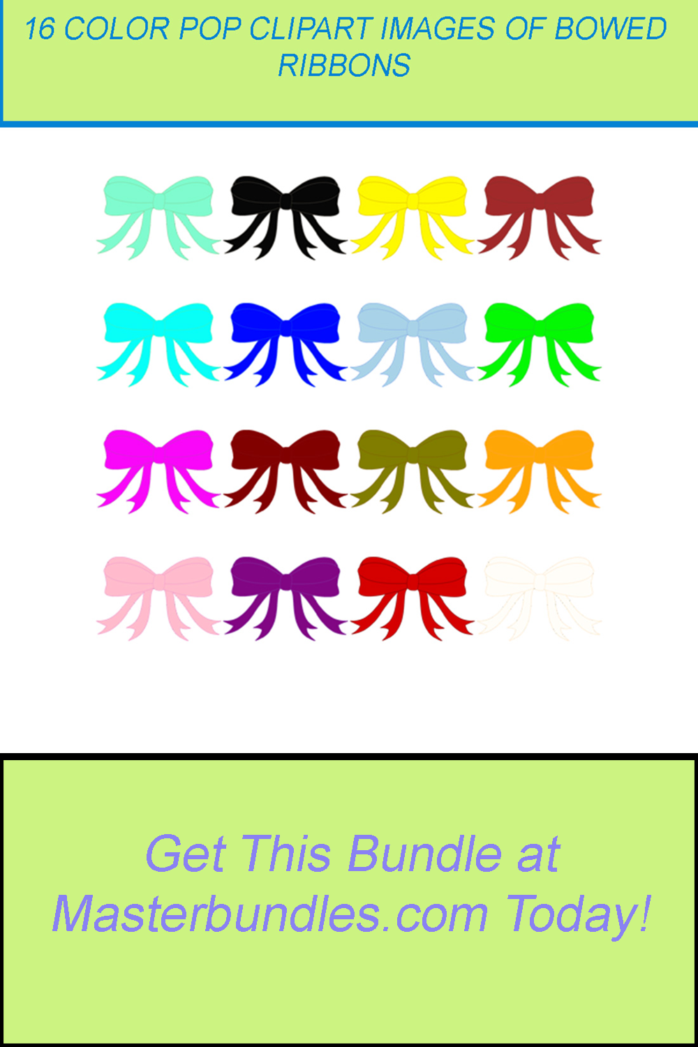 16 COLOR POP CLIPART IMAGES OF BOWED RIBBONS pinterest preview image.