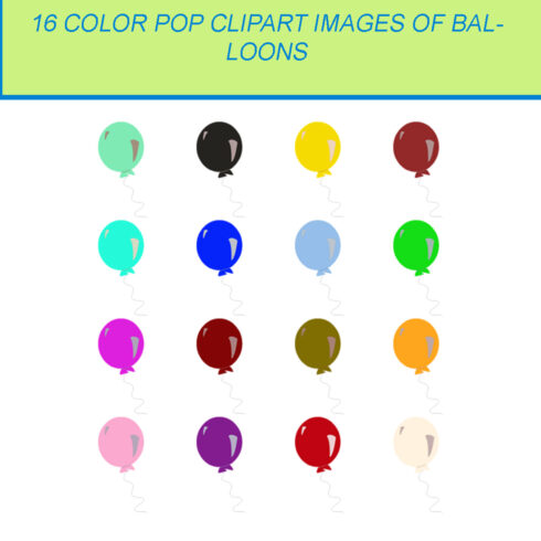 16 COLOR POP CLIPART IMAGES OF BALLOONS cover image.