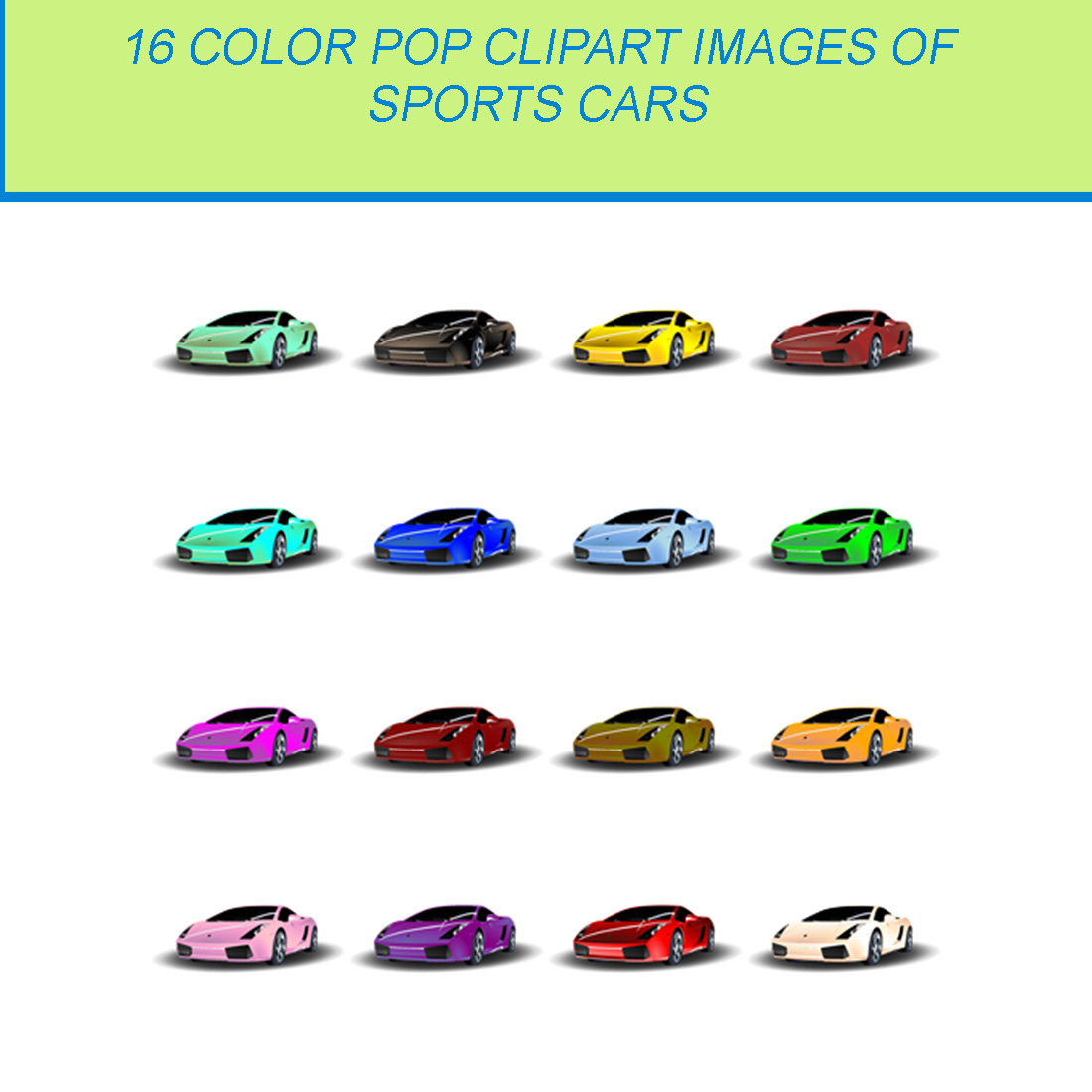 16 COLOR POP CLIPART IMAGES OF SPORTS CARS cover image.