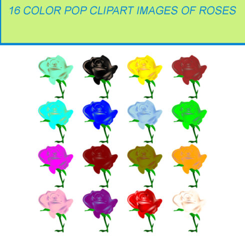 16 COLOR POP CLIPART IMAGES OF ROSES cover image.