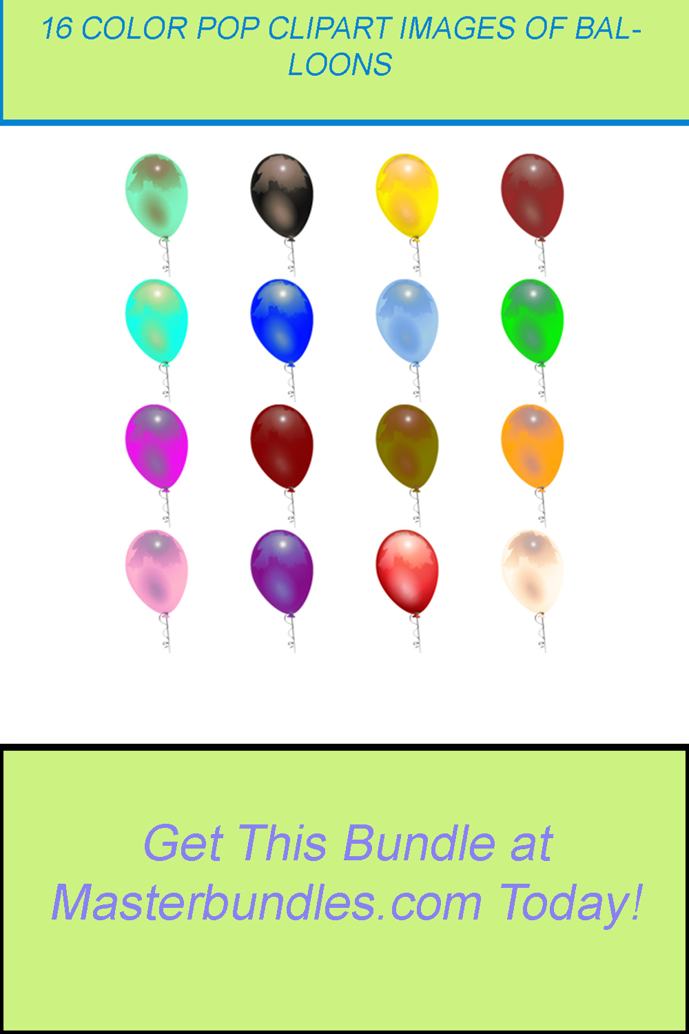 16 COLOR POP CLIPART IMAGES OF BALLOONS pinterest preview image.