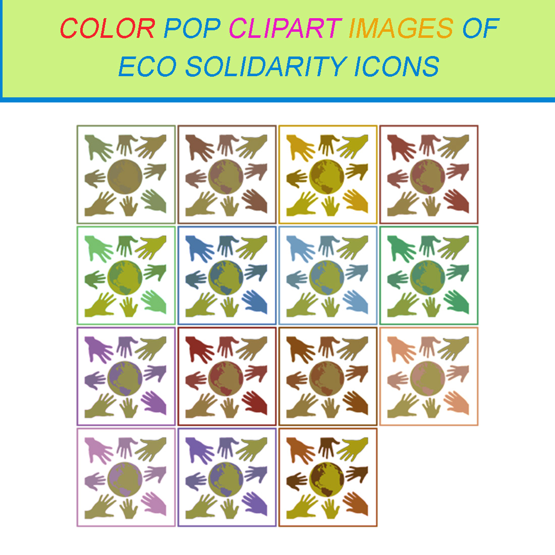 15 COLOR POP CLIPART IMAGES OF ECO SOLIDARITY ICONS cover image.