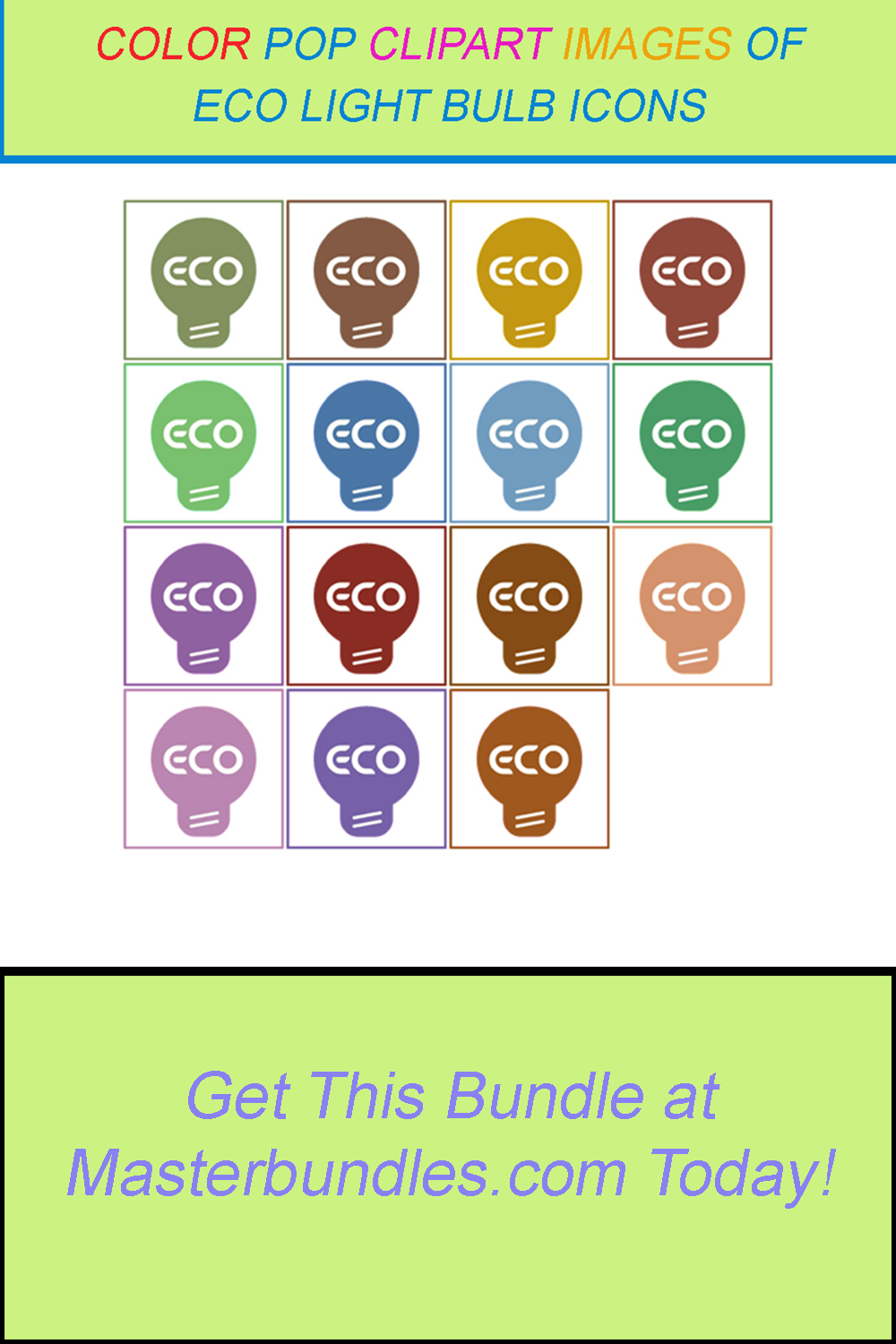 15 COLOR POP CLIPART IMAGES OF ECO LIGHT BULB ICONS pinterest preview image.