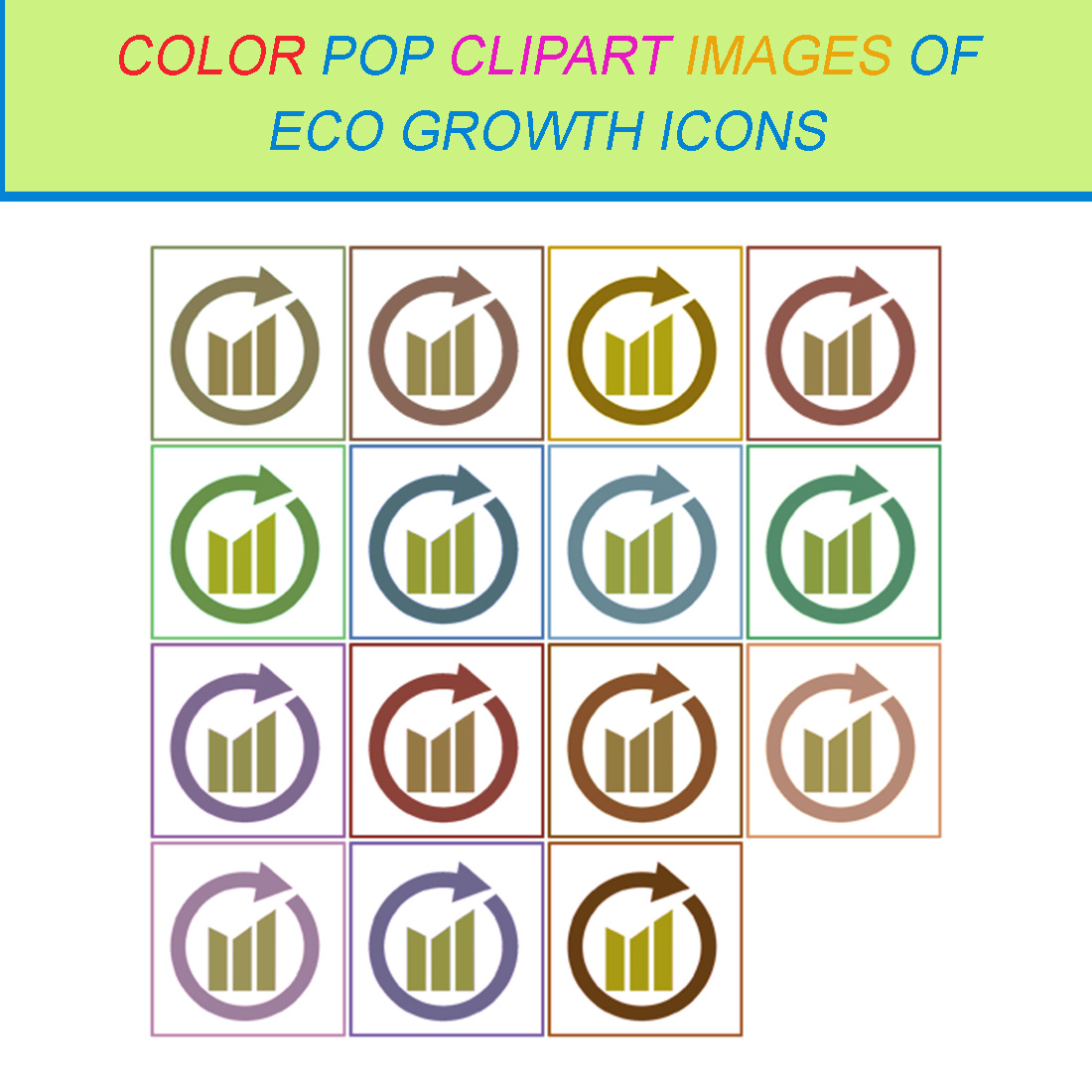 15 COLOR POP CLIPART IMAGES OF ECO GROWTH ICONS cover image.