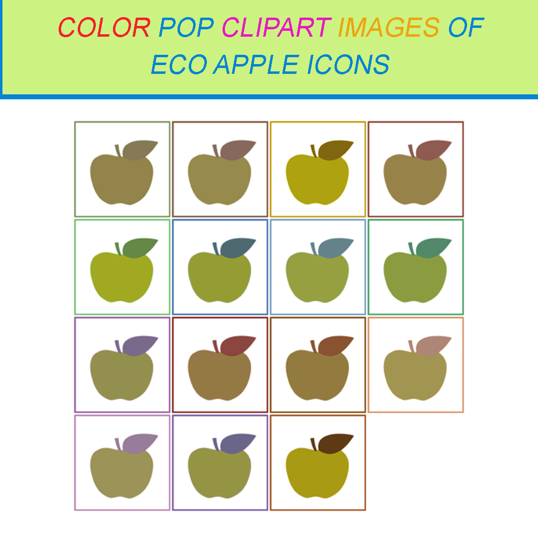 15 COLOR POP CLIPART IMAGES OF ECO APPLE ICONS cover image.