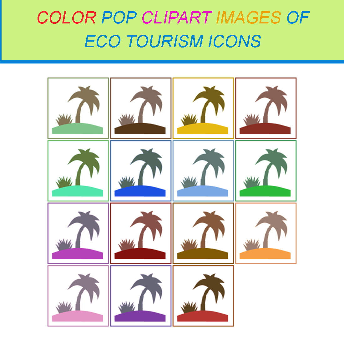 15 COLOR POP CLIPART IMAGES OF ECO TOURISM ICONS cover image.