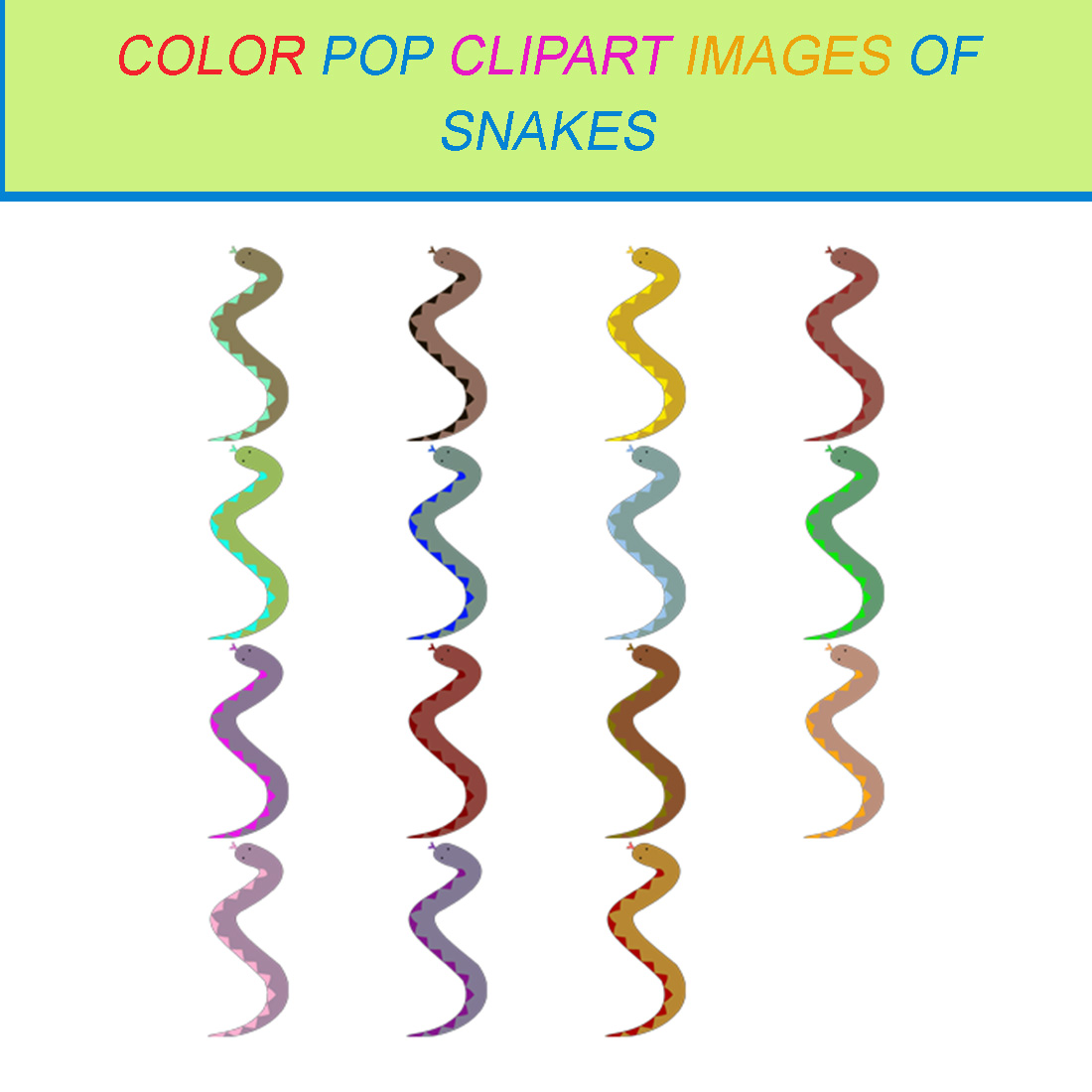 15 COLOR POP CLIPART IMAGES OF SNAKES cover image.