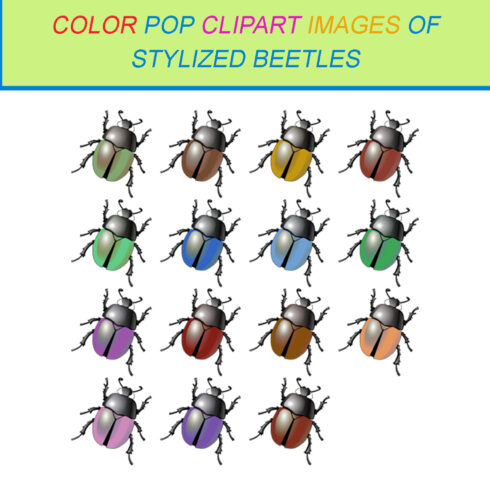 15 COLOR POP CLIPART IMAGES OF STYLIZED BEETLES cover image.