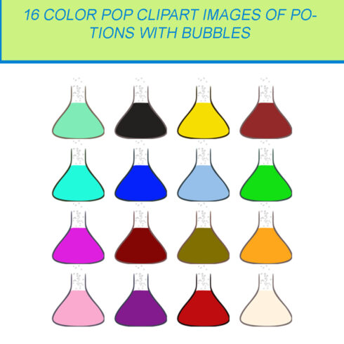 16 COLOR POP CLIPART IMAGES OF POTIONS WITH BUBBLES cover image.