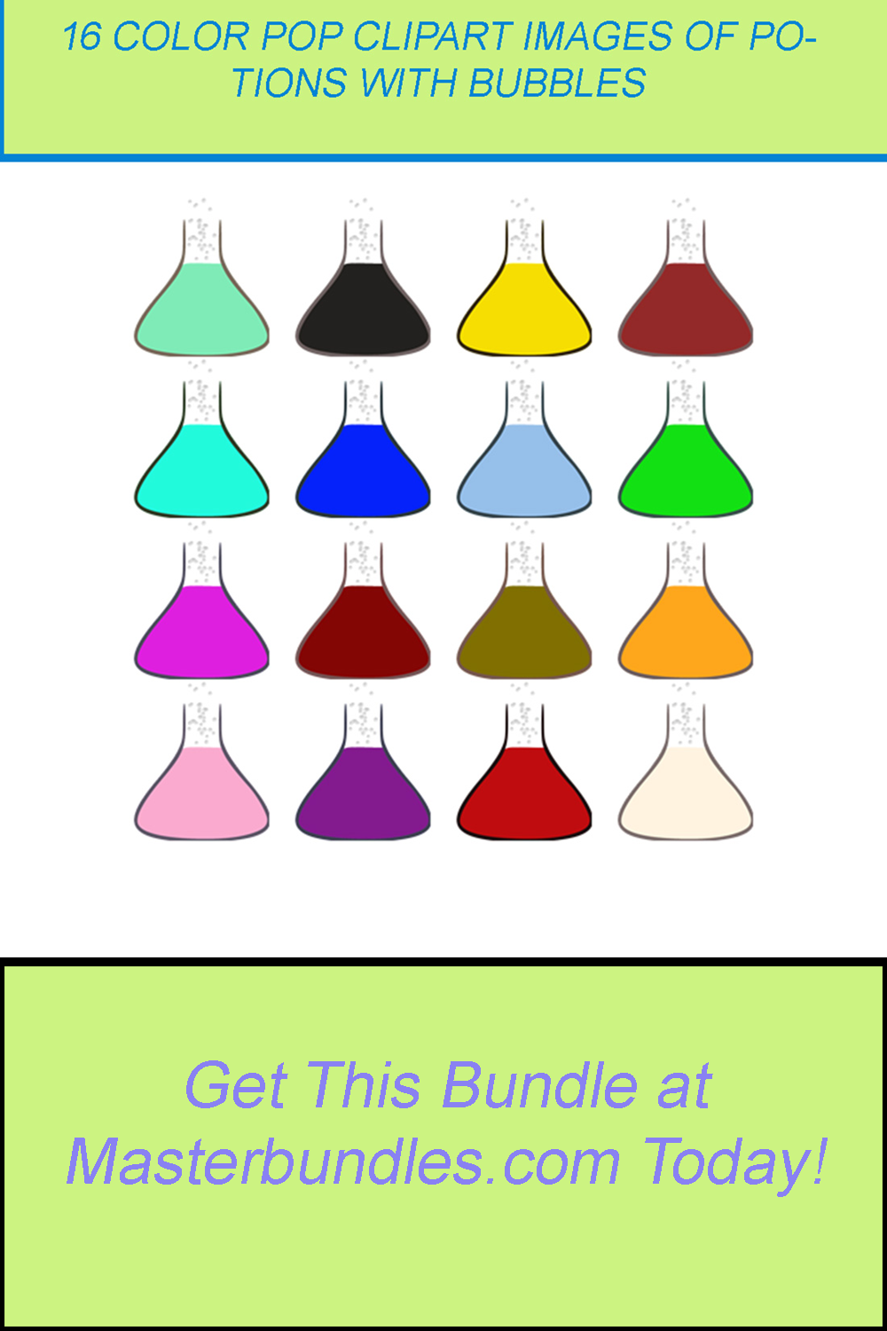 16 COLOR POP CLIPART IMAGES OF POTIONS WITH BUBBLES pinterest preview image.