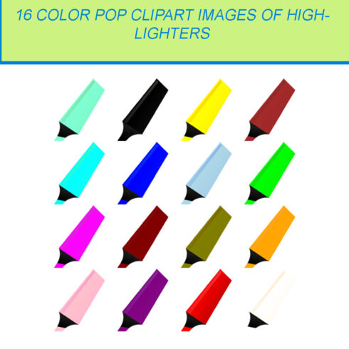 16 COLOR POP CLIPART IMAGES OF HIGHLIGHTERS cover image.