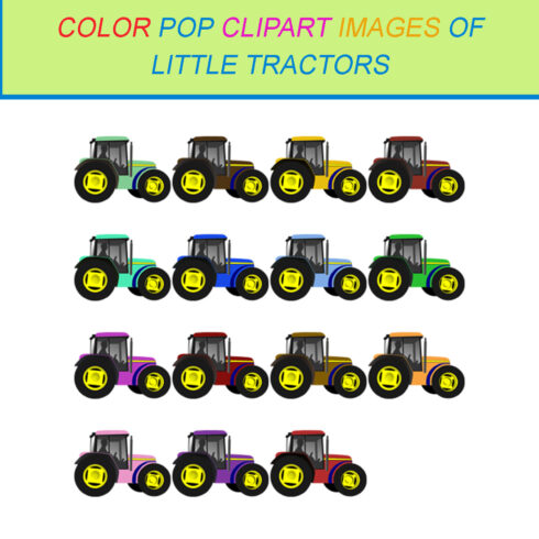 15 COLOR POP CLIPART IMAGES OF LITTLE TRACTORS cover image.