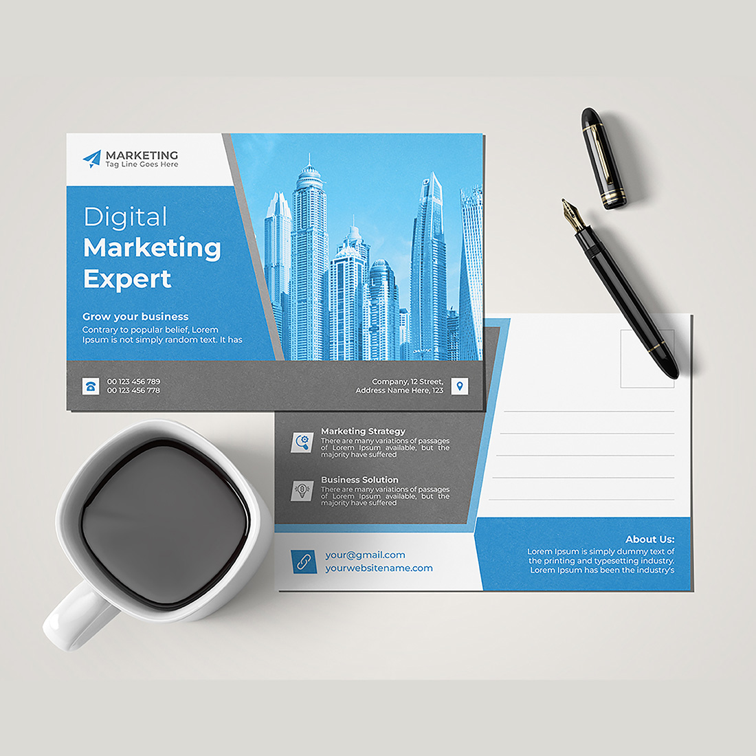 Digital marketing postcard templates preview image.