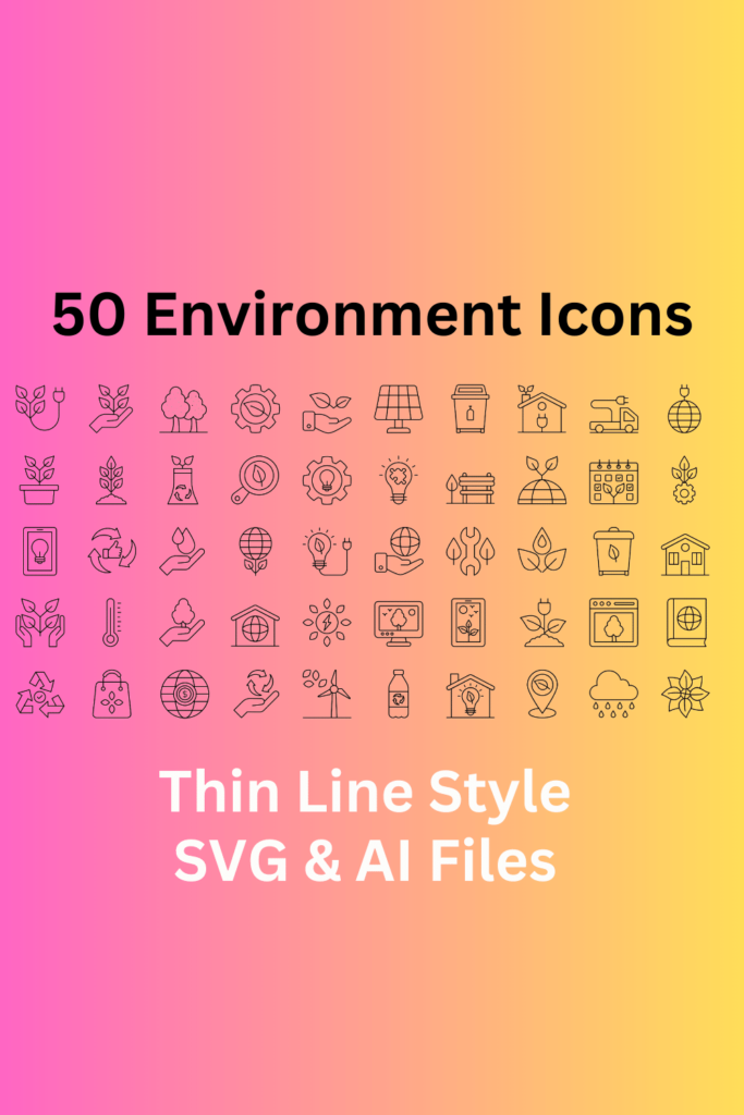 Environment Icon Set 50 Outline Icons - SVG And AI Files - MasterBundles