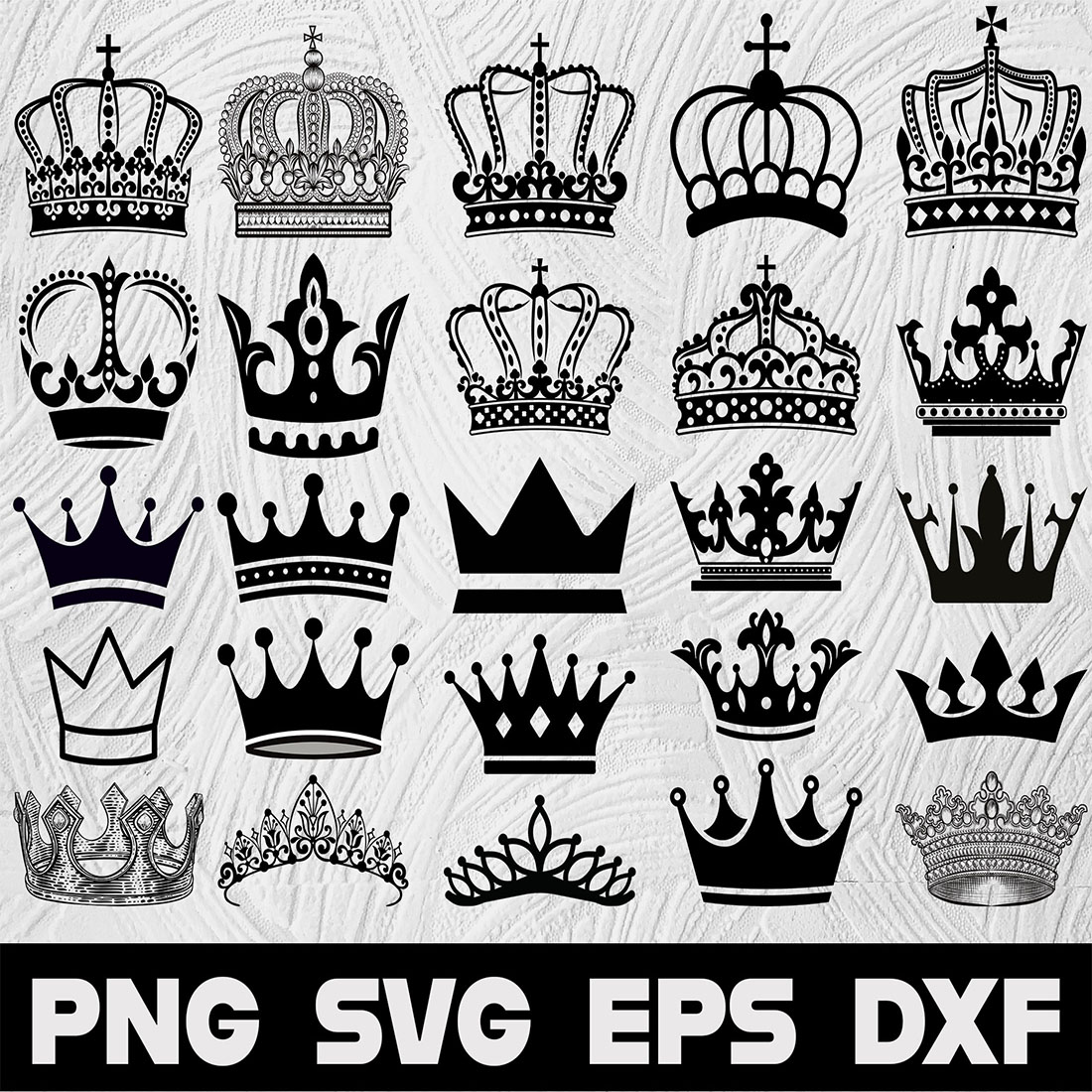Royal Crown SVG, Princess Tiara SVG, King Crown, Queen Crown, Princess Crown, For Cricut, For Silhouette, Cut Files, Png, Dxf, Svg Files preview image.