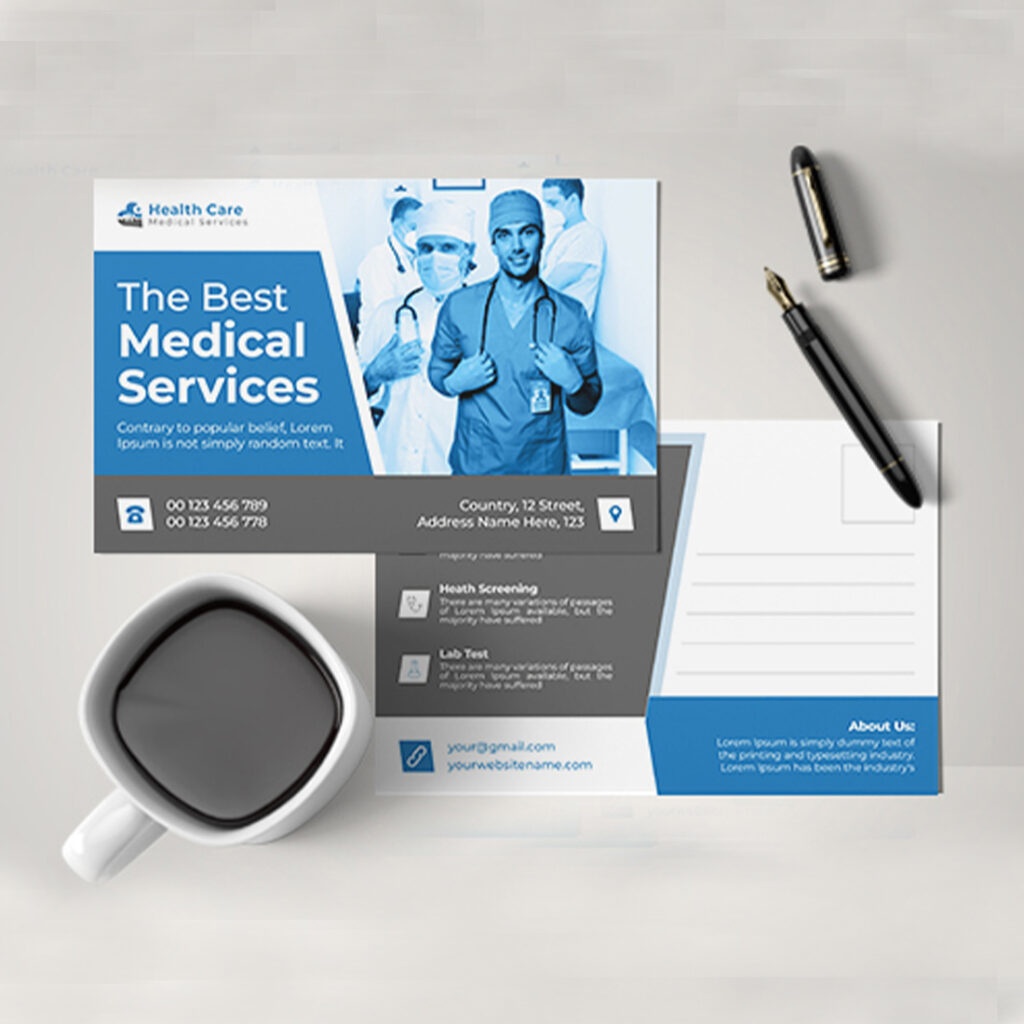 Medical postcard templates MasterBundles