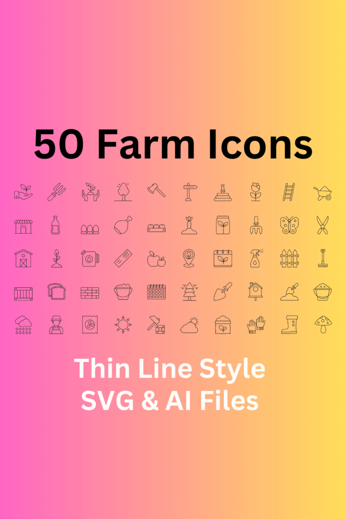 Farm Icon Set 50 Outline Icons - SVG And AI Files - MasterBundles