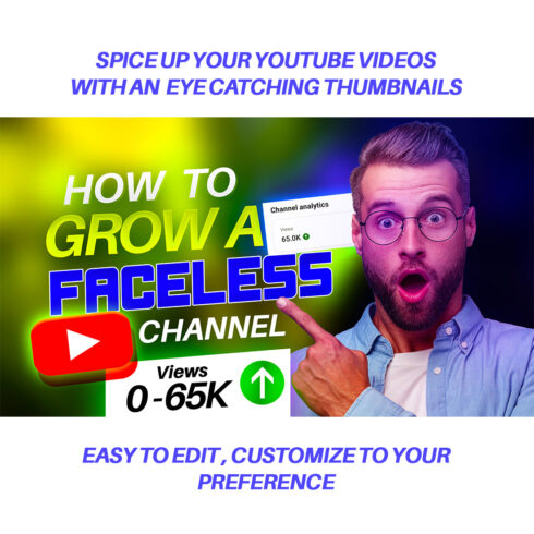 Professional Eye Catching YouTube Channel Thumbnail Template PSD cover image.