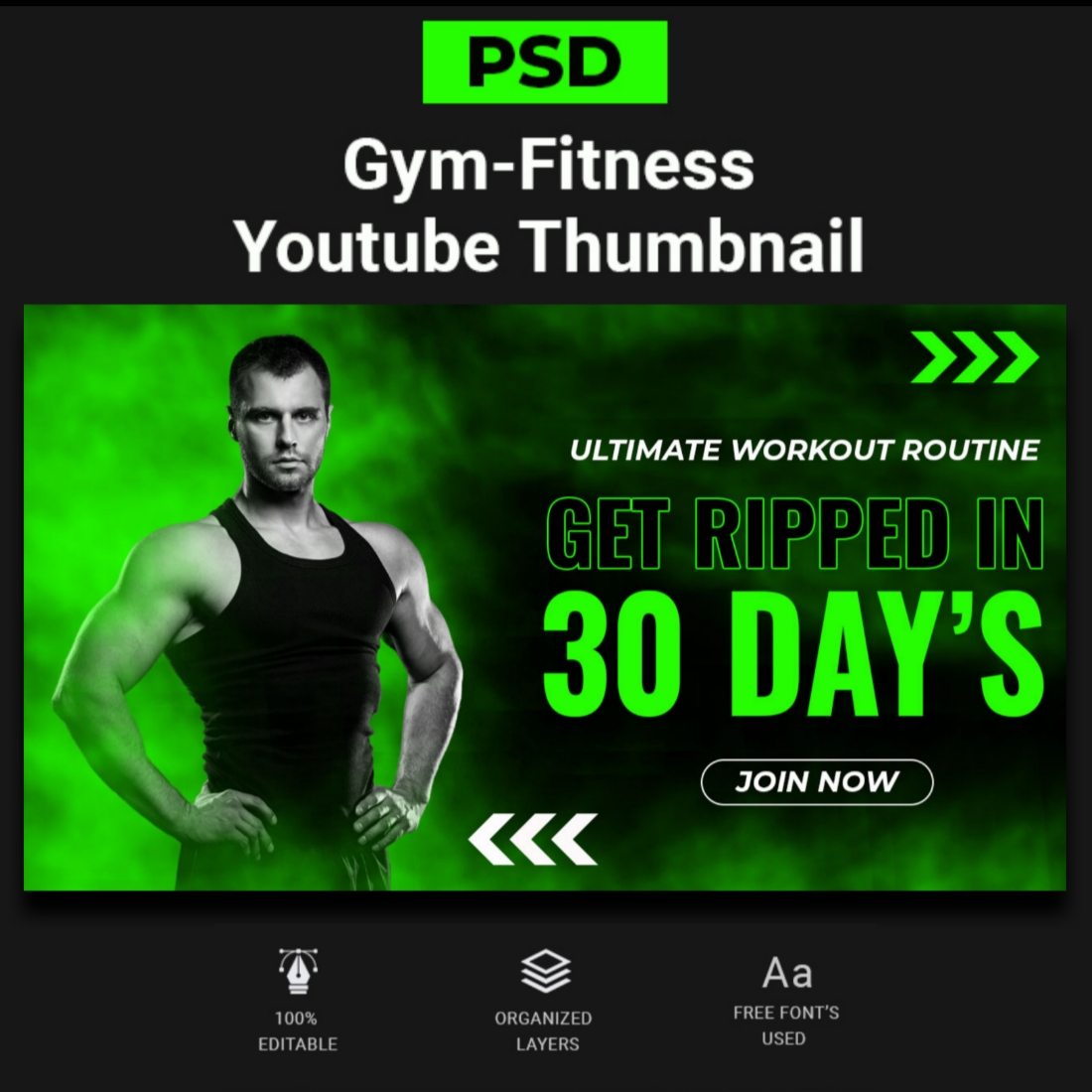 Gym-Fitness YouTube Thumbnail cover image.