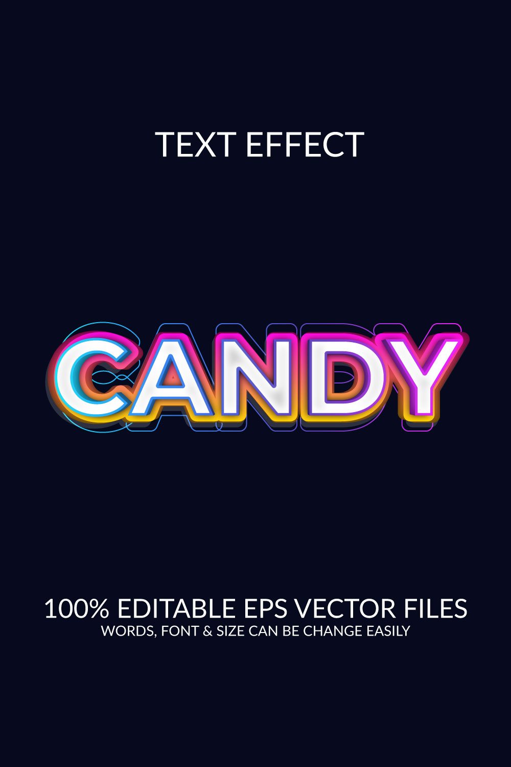 Candy 3d editable text effect template pinterest preview image.