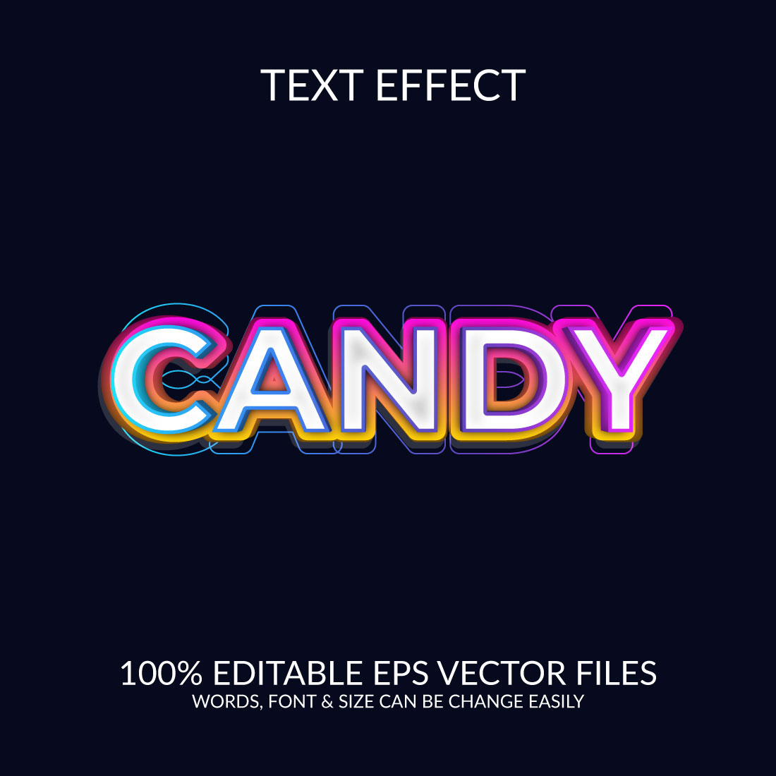 Candy 3d editable text effect template cover image.