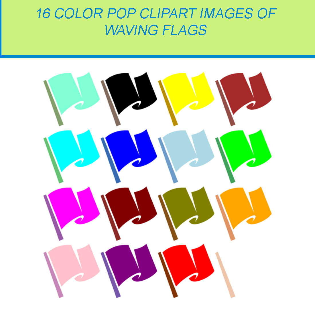 16 COLOR POP CLIPART IMAGES OF WAVING FLAGS cover image.