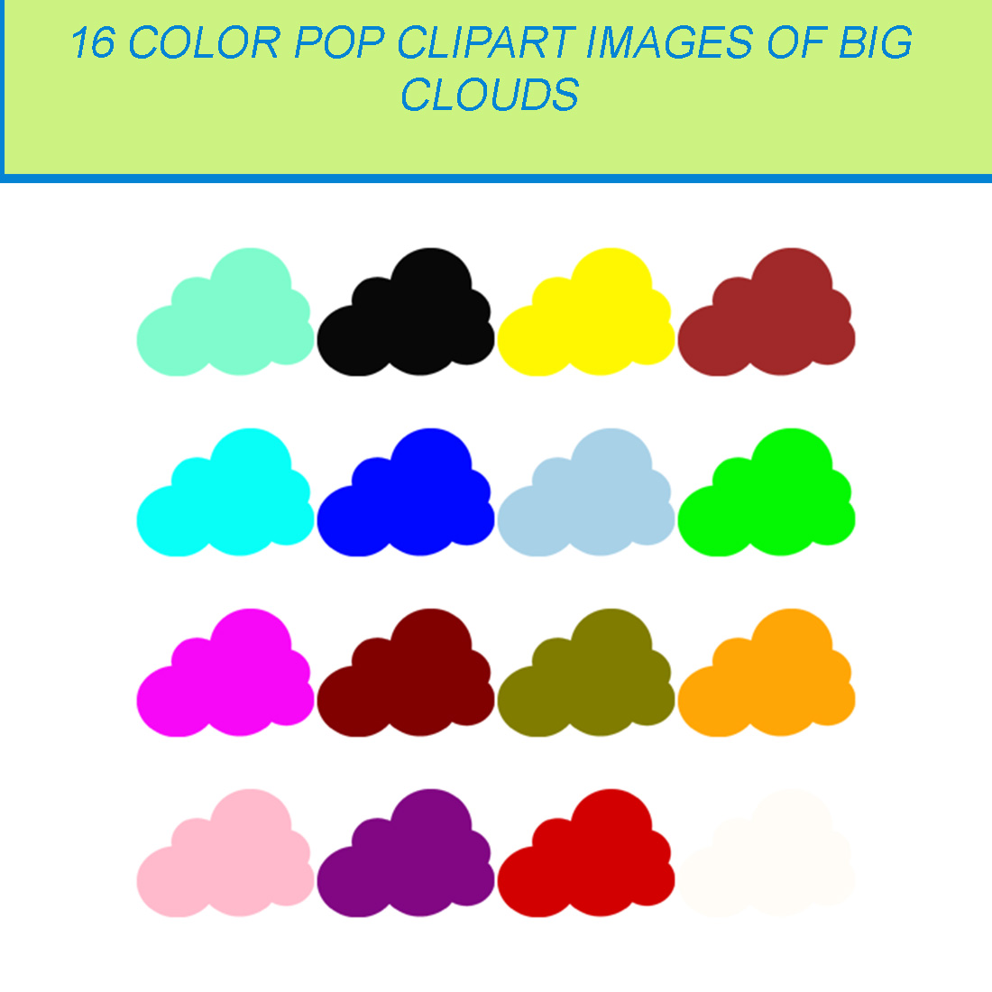 16 COLOR POP CLIPART IMAGES OF BIG CLOUDS cover image.