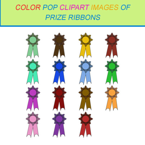 15 COLOR POP CLIPART IMAGES OF PRIZE RIBBONS cover image.