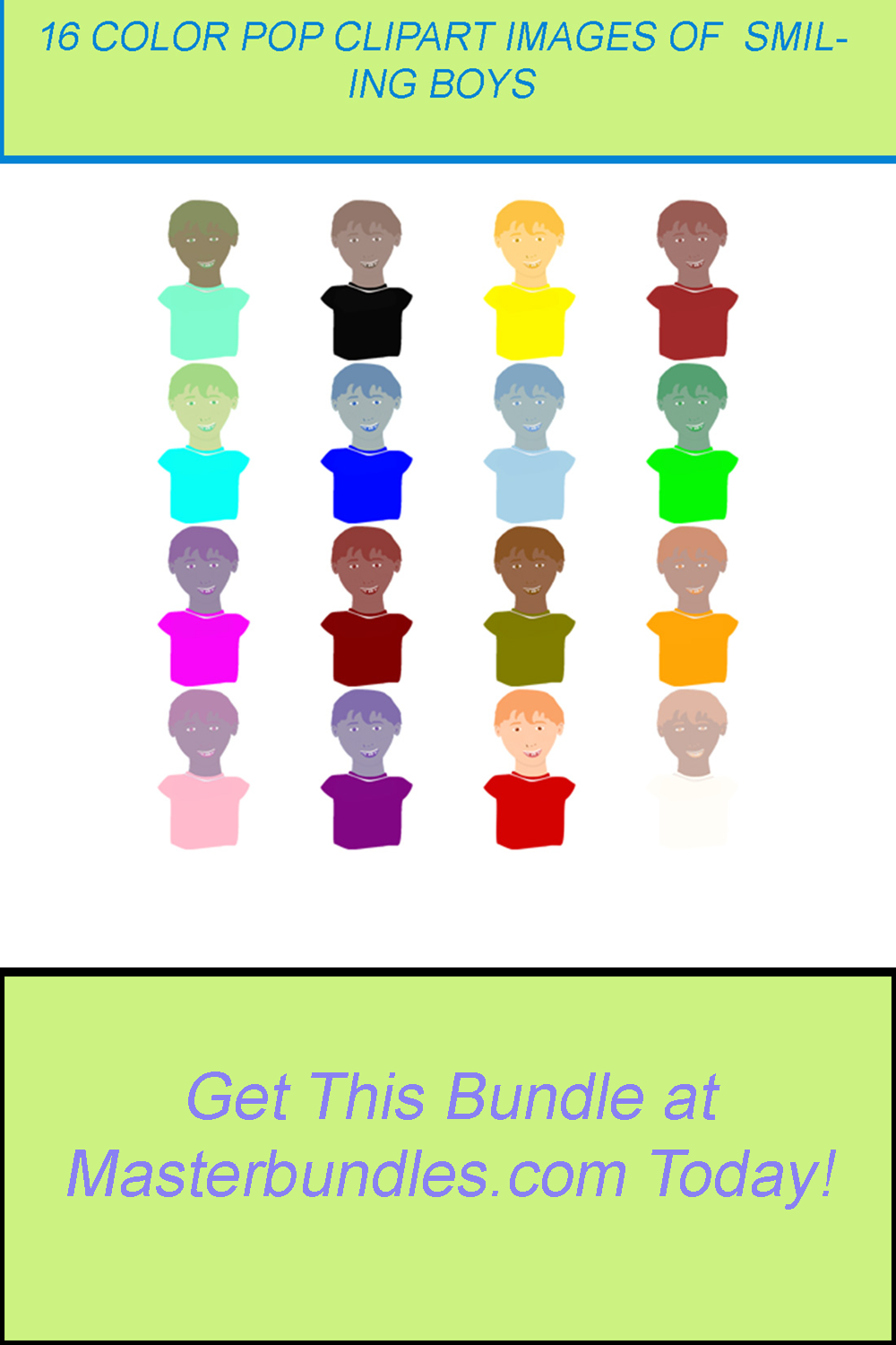 16 COLOR POP CLIPART IMAGES OF SMILING BOYS pinterest preview image.