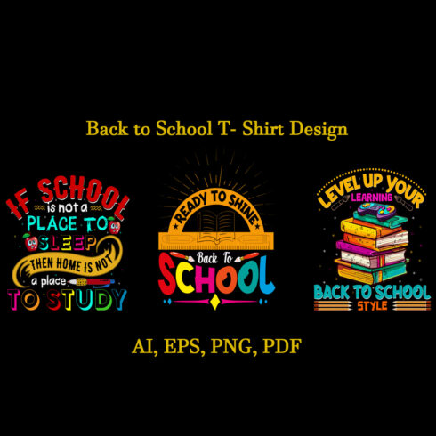 Back to school T shirt design bundle cover image.