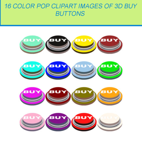 16 COLOR POP CLIPART IMAGES OF 3D BUY BUTTONS cover image.