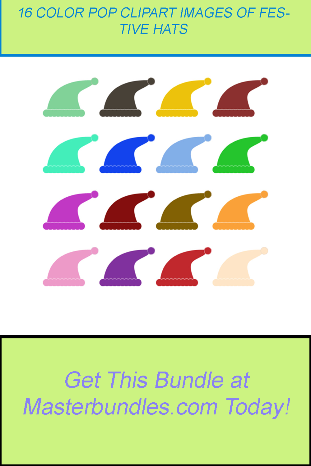 16 COLOR POP CLIPART IMAGES OF FESTIVE HATS pinterest preview image.