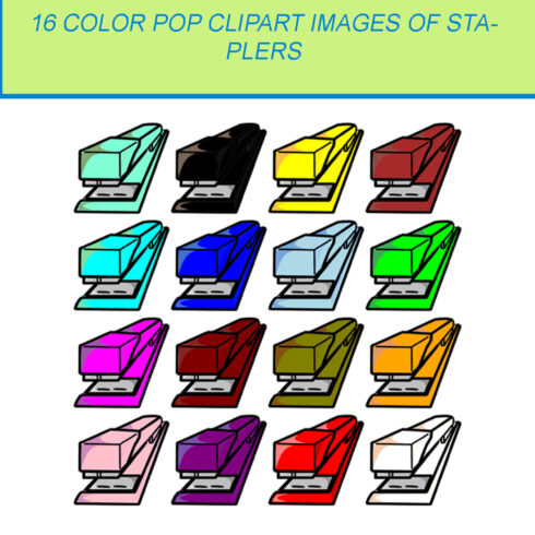 16 COLOR POP CLIPART IMAGES OF STAPLERS cover image.