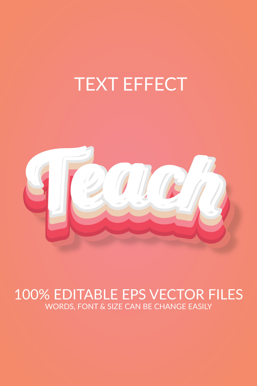 Teach 3d text effect template pinterest preview image.