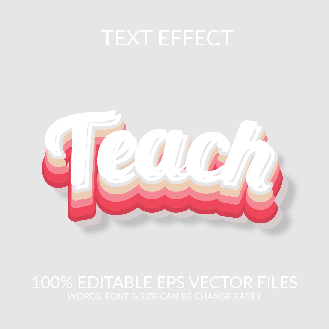 Teach 3d text effect template preview image.