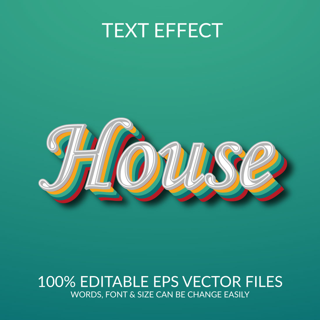 House 3d text effect template design cover image.