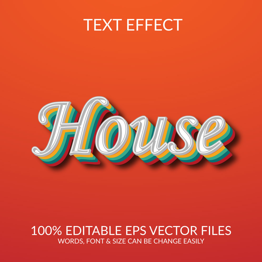 House 3d text effect template design preview image.