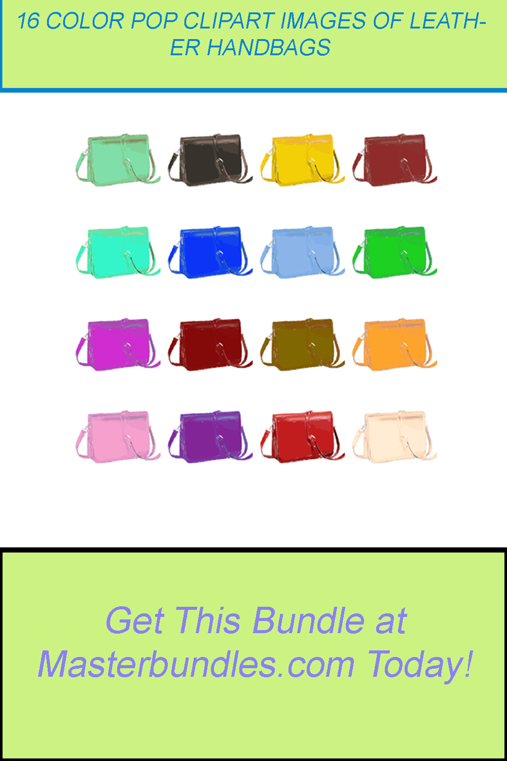 16 COLOR POP CLIPART IMAGES OF LEATHER HANDBAGS WITHOUT LOGOS pinterest preview image.