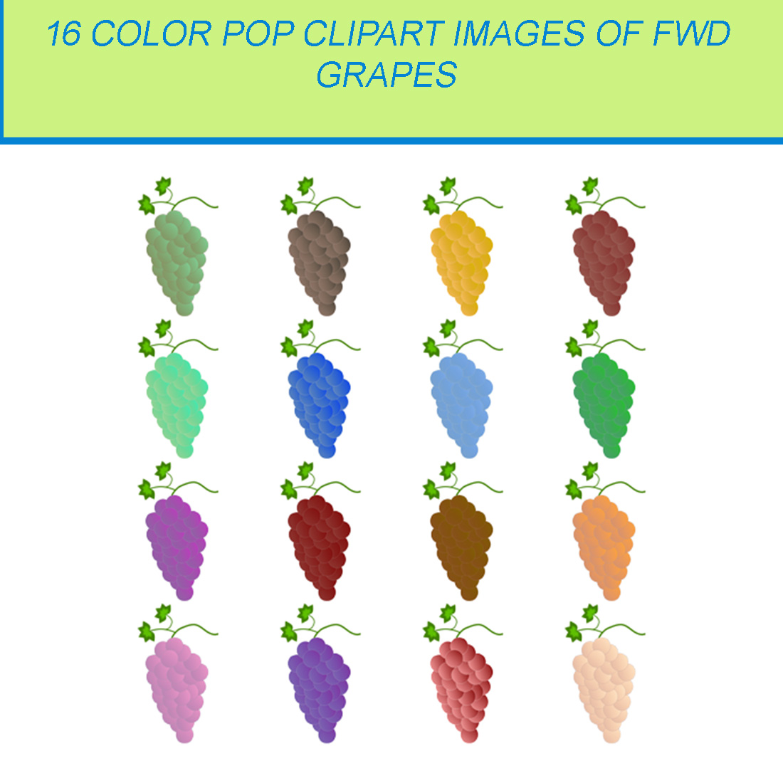 16 COLOR POP CLIPART IMAGES OF GRAPES cover image.