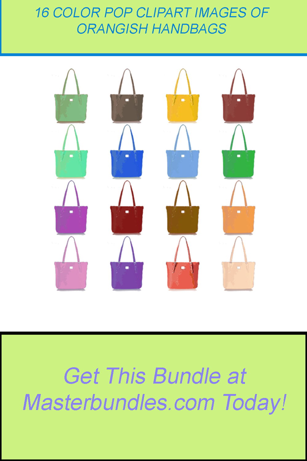 16 COLOR POP CLIPART IMAGES OF ORANGISH HANDBAGS pinterest preview image.