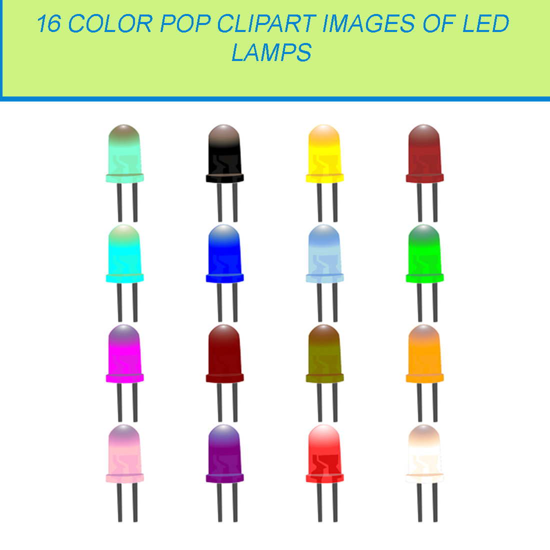 16 COLOR POP CLIPART IMAGES OF LED LAMPS cover image.