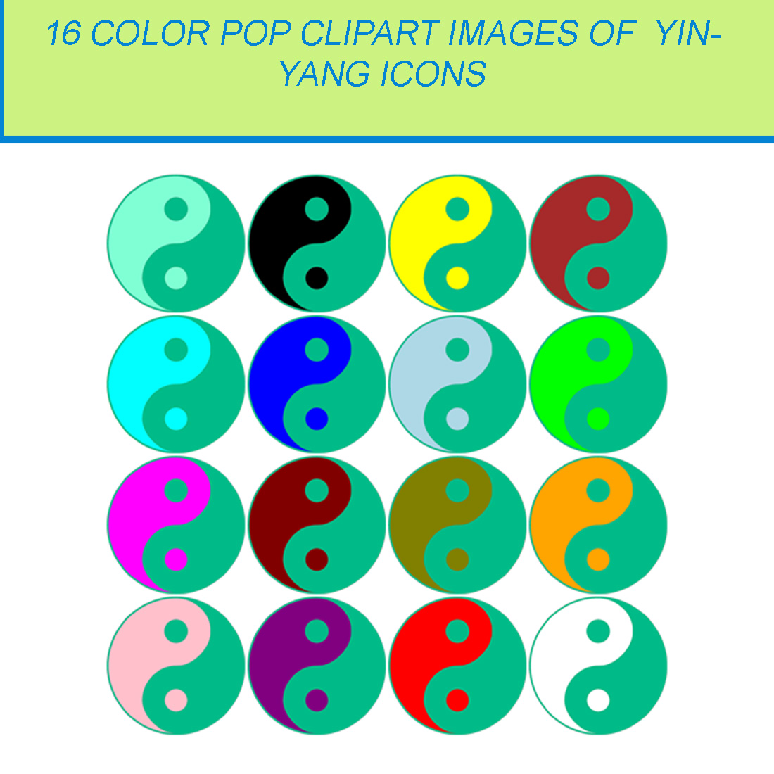 16 COLOR POP CLIPART IMAGES OF YINYANG cover image.