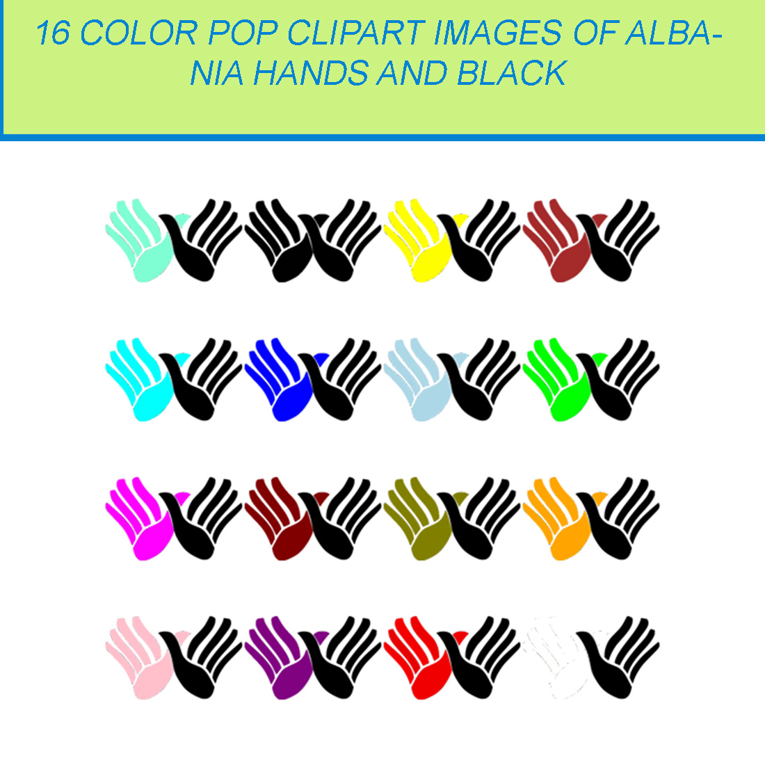 16 COLOR POP CLIPART IMAGES OF ALBANIA HANDS cover image.