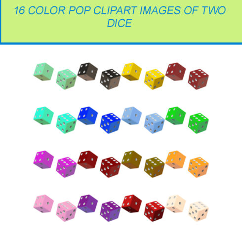 16 COLOR POP CLIPART IMAGES OF TWO DICE cover image.