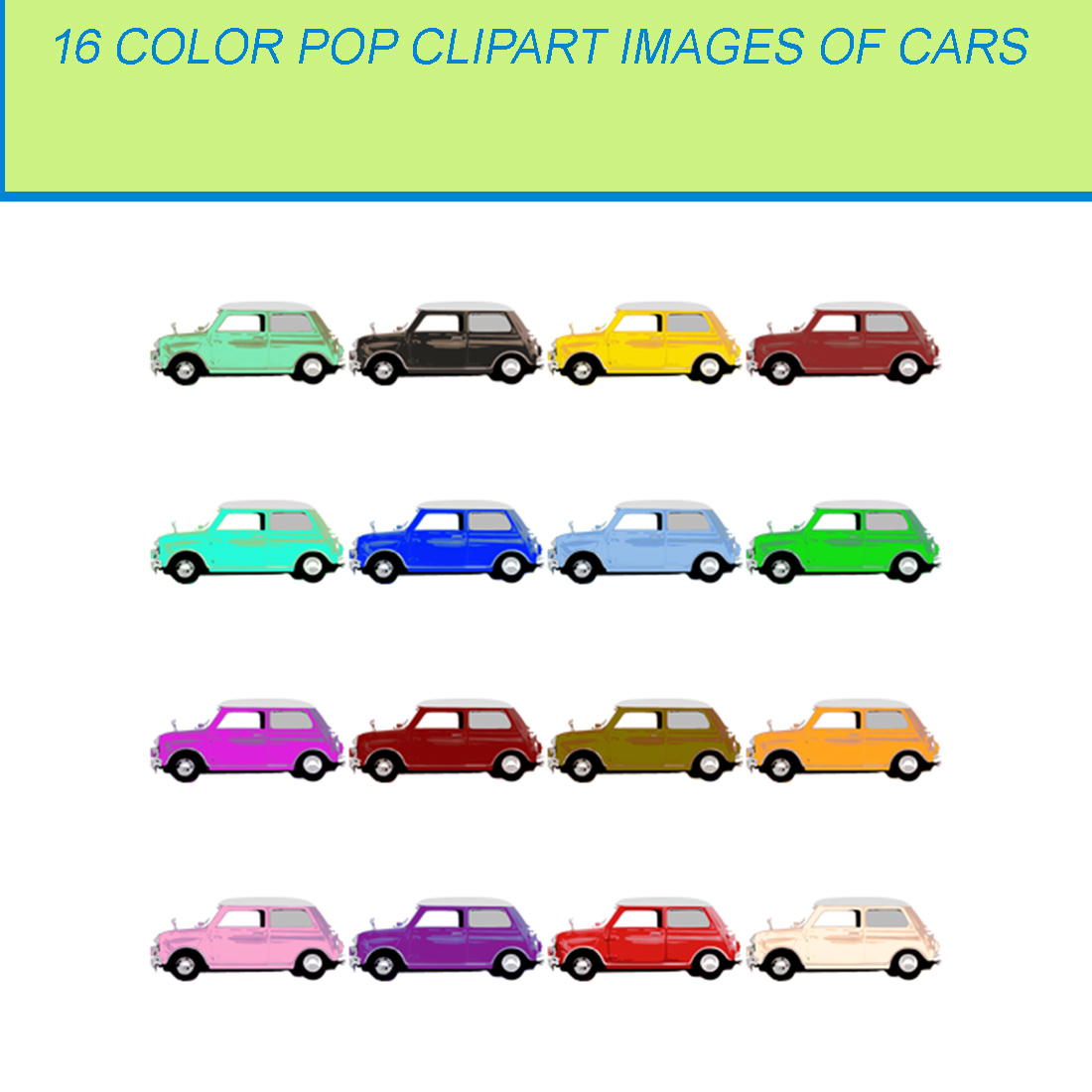 16 COLOR POP CLIPART IMAGES OF CARS cover image.