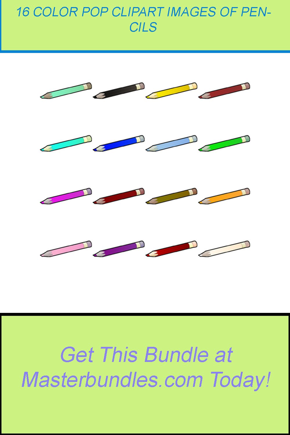 16 COLOR POP CLIPART IMAGES OF PENCILS pinterest preview image.