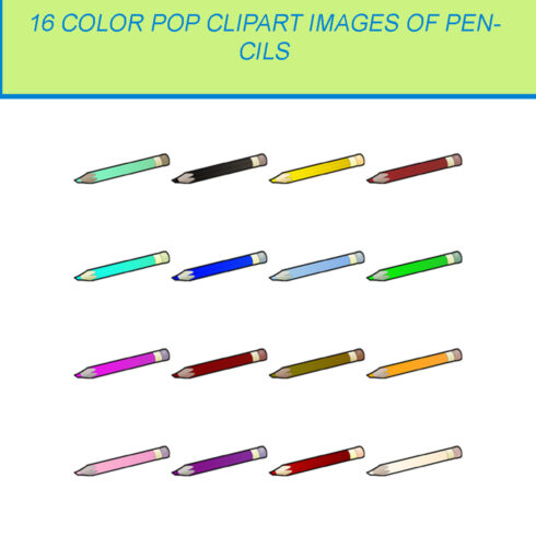 16 COLOR POP CLIPART IMAGES OF PENCILS cover image.